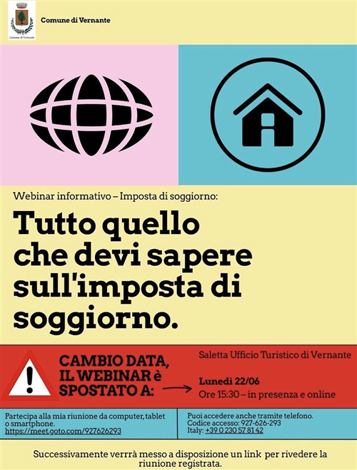 Imposta di Soggiorno - Webinar formativo rivolto a proprietari e gestori delle strutture ricettive