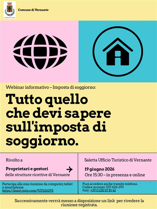 Imposta di Soggiorno - Webinar formativo rivolto a proprietari e gestori delle strutture ricettive