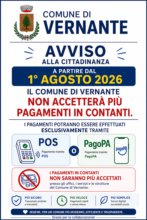 Stop ai pagamenti in contanti a partire dal 1° Agosto 2026!